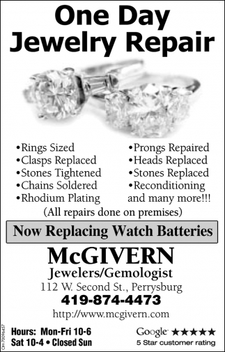 One Day Jewelry Repair Mcgivern Jewelers Perrysburg Oh